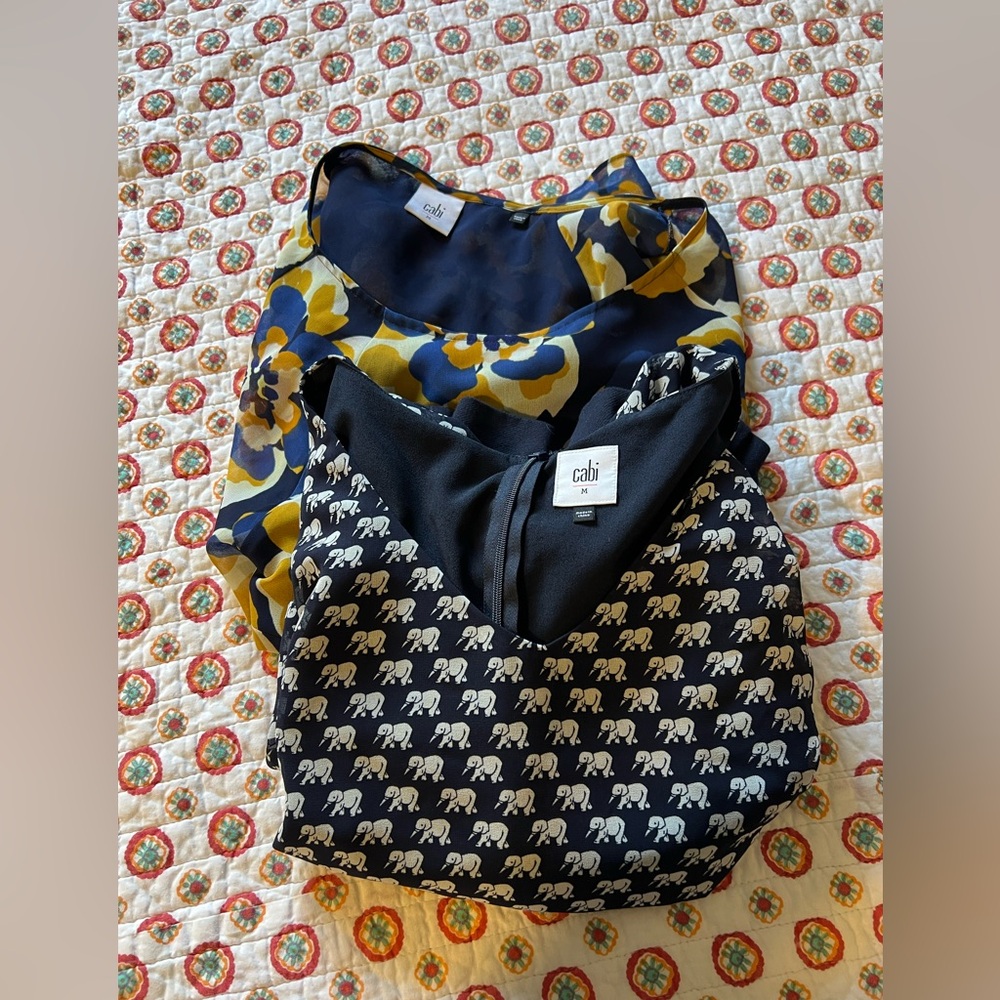 (2) CAbi Blouse Bundle Floral & Elephants size medium